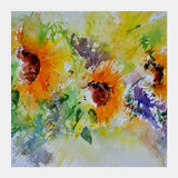 Three sunflowers Square Art Prints