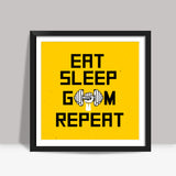EAT SLEEP GYM REPEAT Square Art Prints