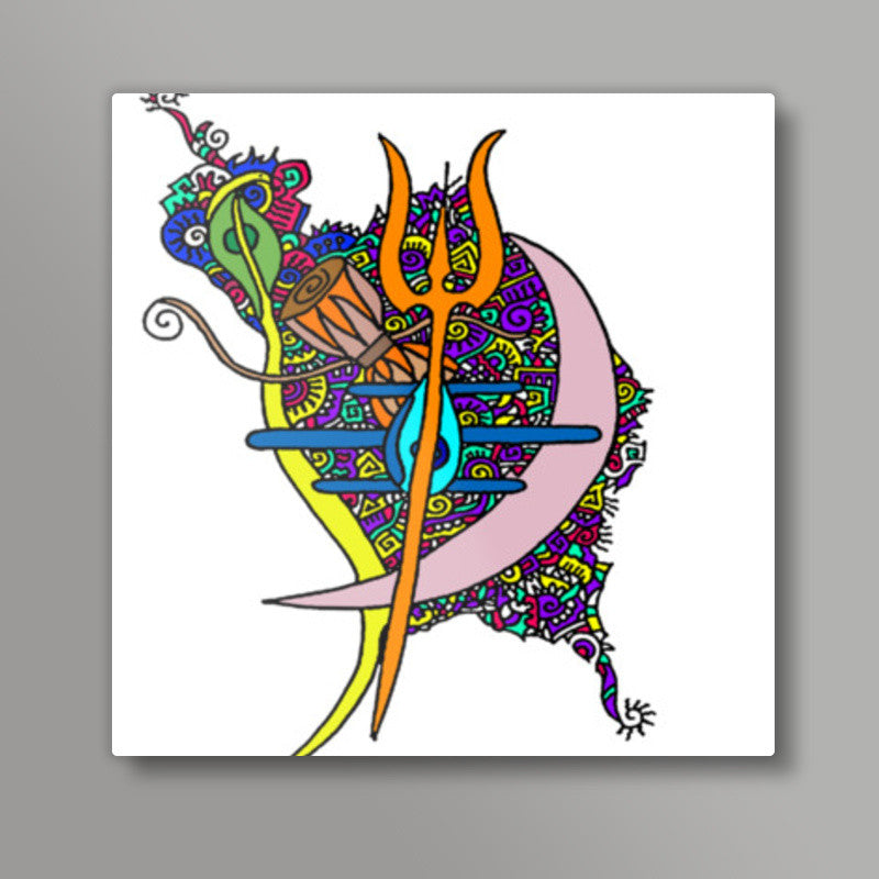 Abstract Shiva Zenscrawl Square Art Prints