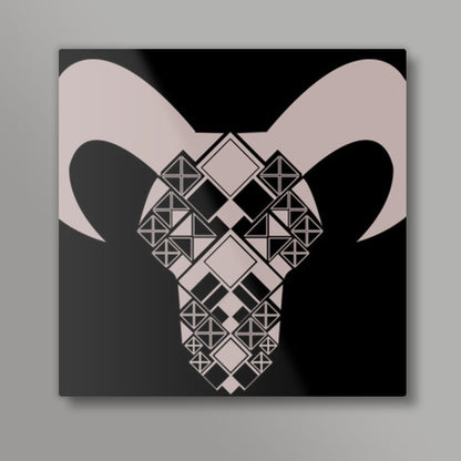 Capricorn symbol, Bull, Geometrical shapes, Black and white Square Art Prints Design Square Art Prints