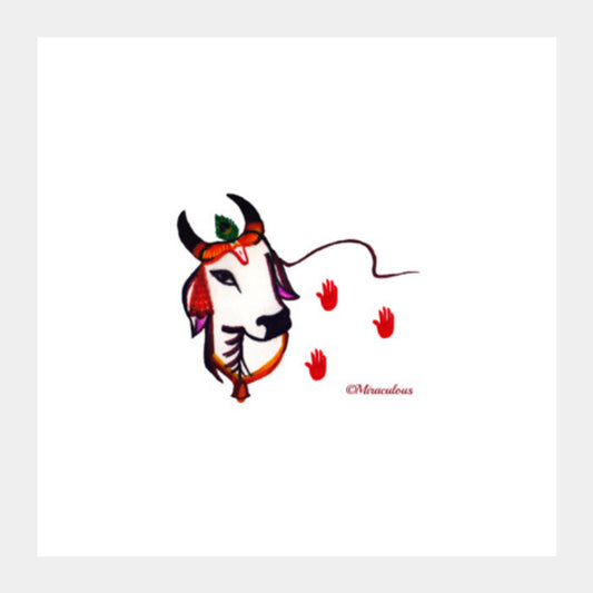 Gaiya | The adorable Indian Cow Square Art Prints