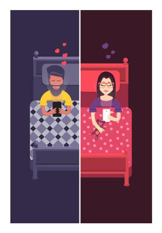PosterGully Specials, Texting Lovers Wall Art