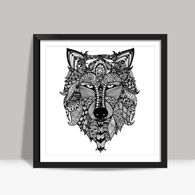 Zentangle Wolf Square Art Prints
