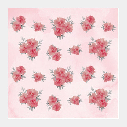 Digitally Painted Floral Pattern - Pink Square Art Prints