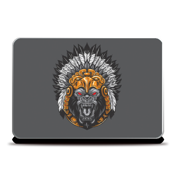 Gorilla Wearing Aztec Headdress Laptop Skins