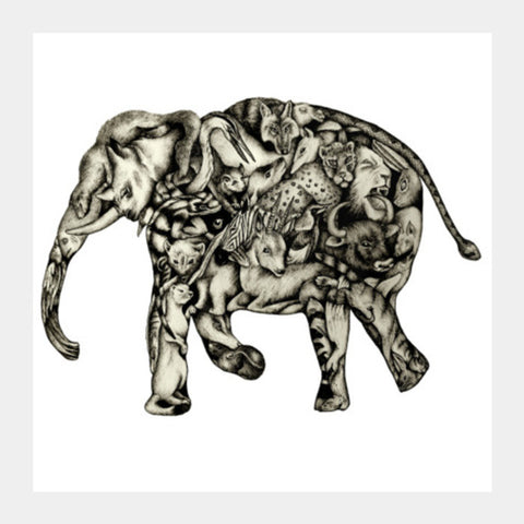 A Composite Elephant Square Art Prints