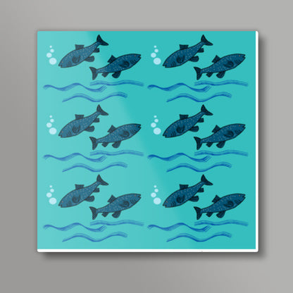 Cute Fish Pattern Square Art Prints