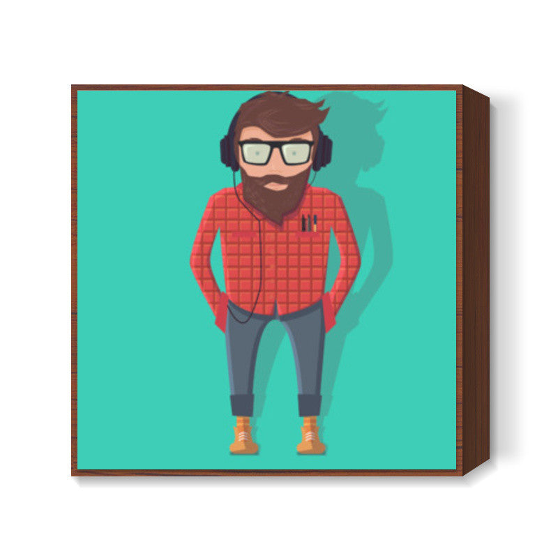 Hipster Guy Square Art Prints