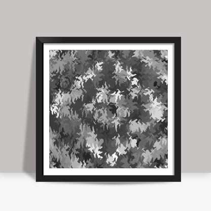 Grey Camouflage Texture Digital Army Pattern Square Art Prints