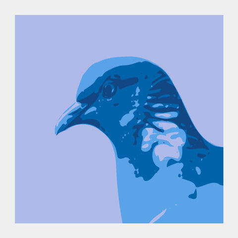 Square Art Prints, Abstract Pigeon Blue Square Art