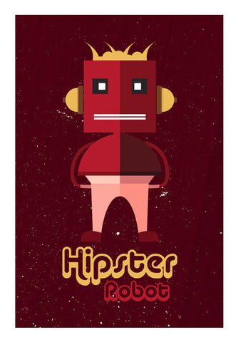 Hipster Robot With Abstract Red Background Art PosterGully Specials
