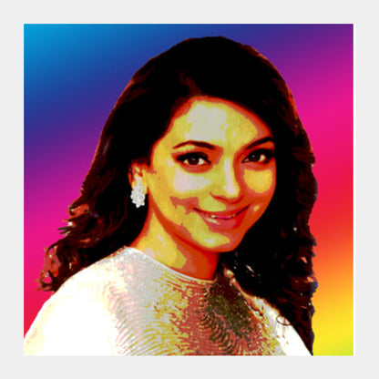 Square Art Prints, Juhi Chawla Bollywood Actress Artwork  Square Art Prints