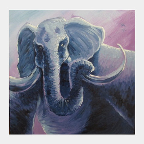 Square Art Prints, The Elephant - Painting Square Art Prints