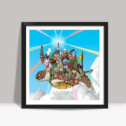 Flying turtle  Square Art Prints