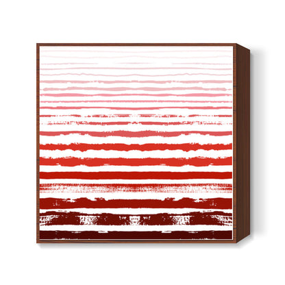 Uneven Red Stripes  Square Art Prints