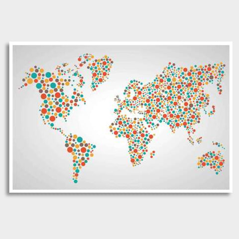 World Map Dots Pattern Giant Poster