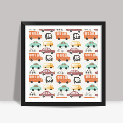 bus car van pattern Square Art Prints