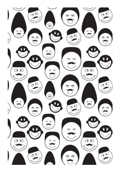 Black And White Funny Doodle Faces Art PosterGully Specials