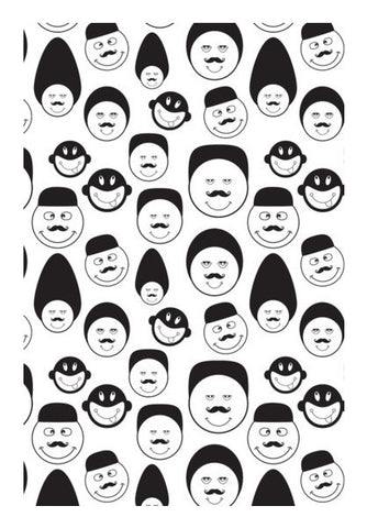Black And White Funny Doodle Faces Art PosterGully Specials