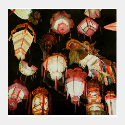 Chinese Lanterns  Square Art Prints