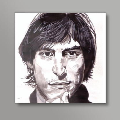 Visionary Steve Jobs inspires the world to follow the heart Square Art Prints