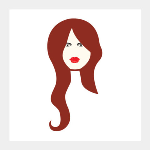 Beautiful Woman With Long Brown Hair Vector Square Art Prints PosterGully Specials