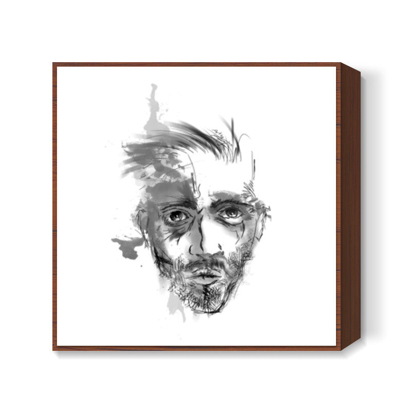 Face on the wall Square Art Prints