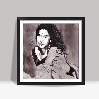 Bollywood superstar Vidya Balan brings out the beauty of traditional attire Square Art Prints