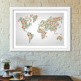 World Map Dots Pattern Premium Italian Wooden Frames