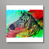 The Rainbow Zebra Square Art Prints