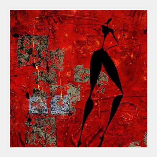 Red Figure Modern Art  Square Art Prints