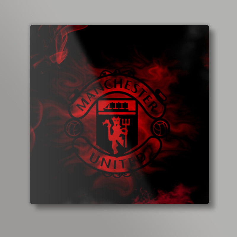 Manchester United Red Smoke #mufc Square Art Prints