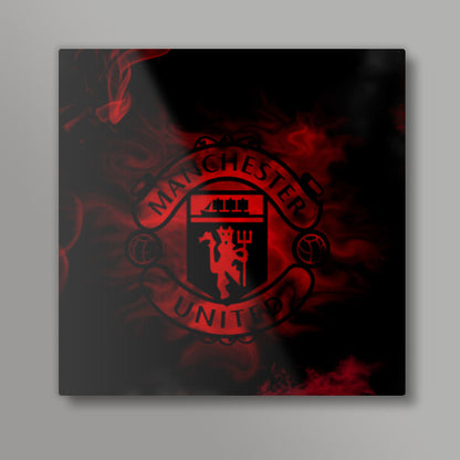 Manchester United Red Smoke #mufc Square Art Prints