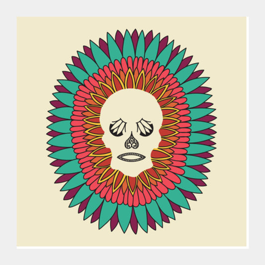 Skull Mandala Square Art Prints