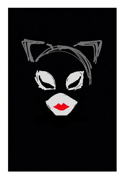 PosterGully Specials, Catwoman Batman Minimal Doodle Sketch (Superhero) Wall Art