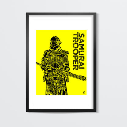 Samurai Trooper- Star Wars inspired  original art - yellow and black Wall Art
