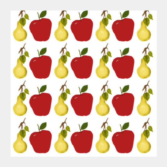 Square Art Prints, Cool Apple And Pear Fruit Pattern  Square Art Prints