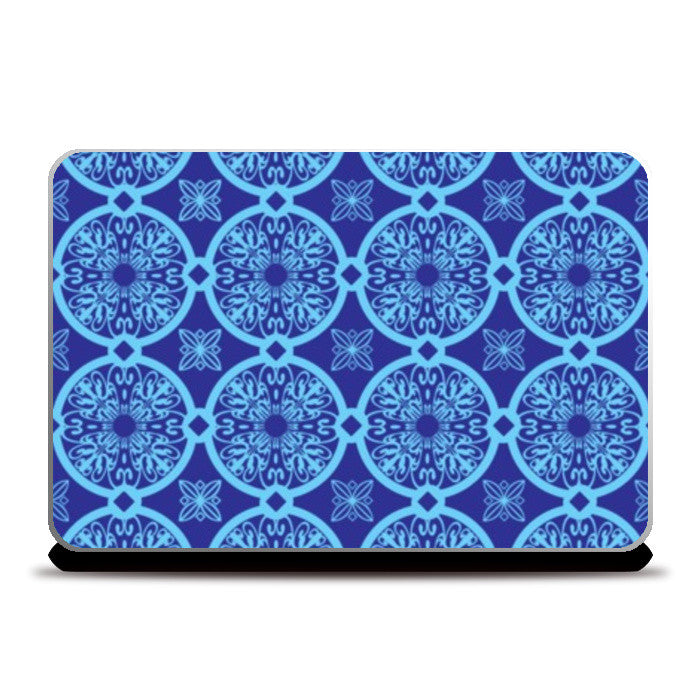 Laptop Skins, Blue Ethnic Geometric Circle Pattern  Laptop Skins