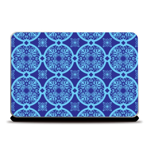 Laptop Skins, Blue Ethnic Geometric Circle Pattern  Laptop Skins