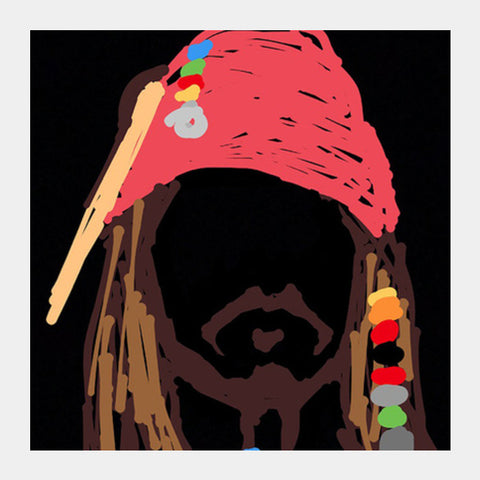 Jack Sparrow Pirates Of The Caribbean Minimal Doodle Square Art Prints