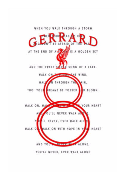 Wall Art, Gerrard #8- Liverpool YNWA Anthem