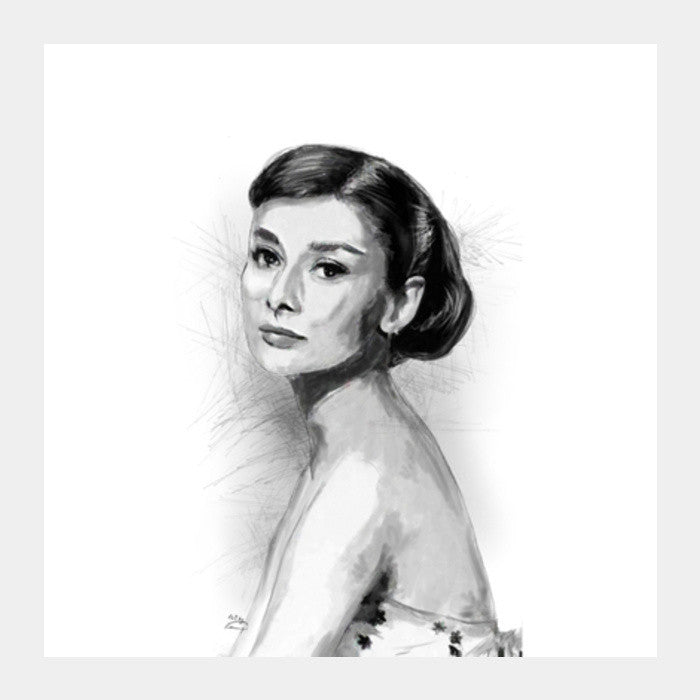 Square Art Prints, Audrey Hepburn sketch Square Art Prints