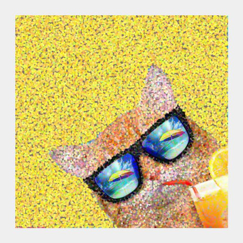 PosterGully Specials, Summer cat Square Art Prints