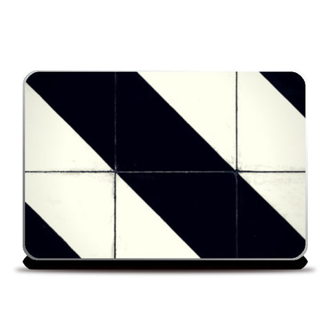 Black and White tile stripe Laptop Skins
