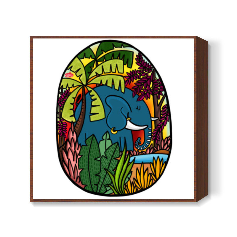 The Morning Elephant Square Art Prints