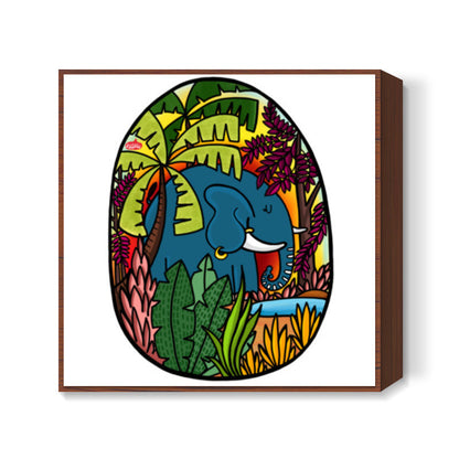 The Morning Elephant Square Art Prints