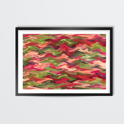 Abstract Pink Green Zig Zag Waves Pattern Background Wall Art