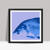 Abstract Rohu Fish Blue Square Art