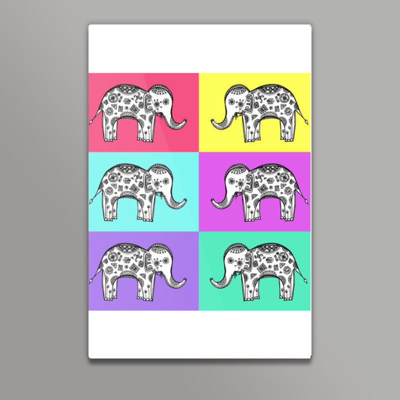 Colourful Elephant Patterns Wall Art