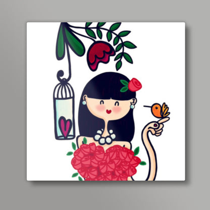 Pretty Girl Square Art Prints